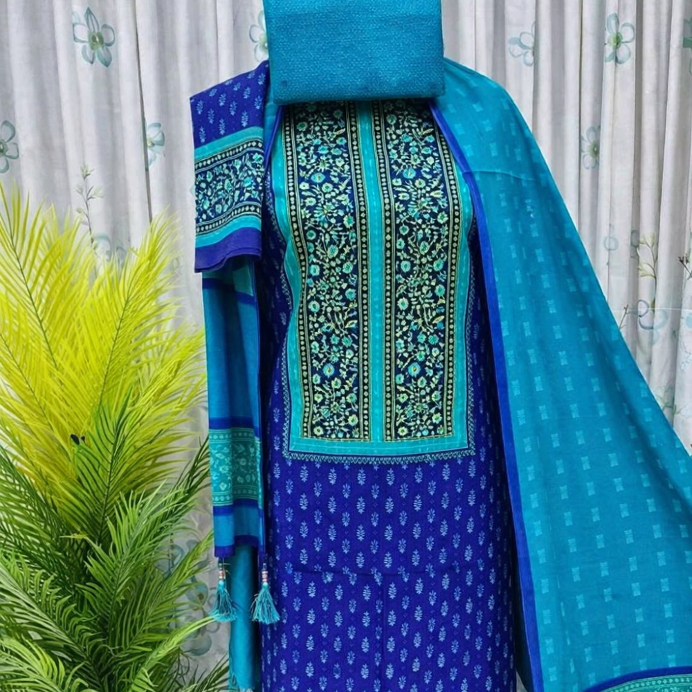 Block Print Cotton Three Piece For Women – 3 Piece Dress